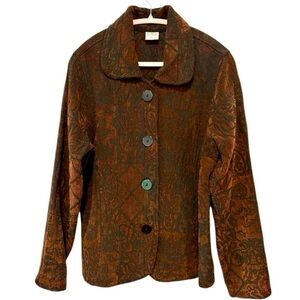 Vintage CMC Color Me Cotton Tapestry Jacquard Jacket Blazer Brown Black Large